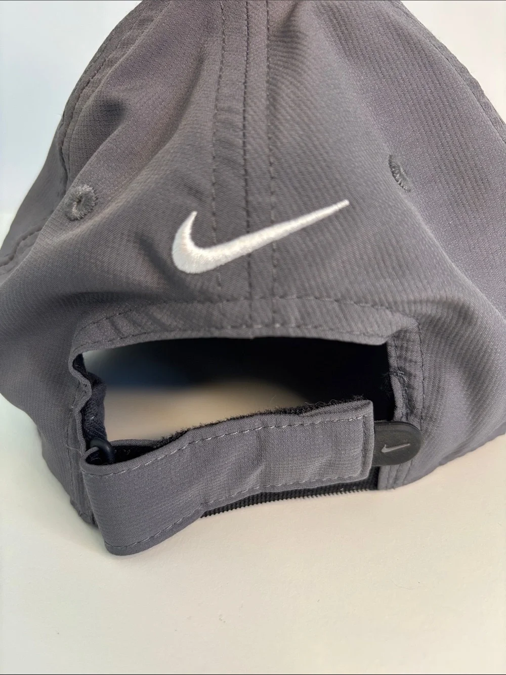 Nike Dri Fit Gray Baseball Cap with White Swoosh